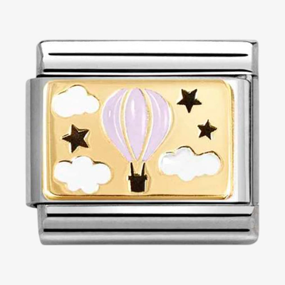 Nomination Classic Pink Hot Air Balloon 18ct Gold Charm 030289/16