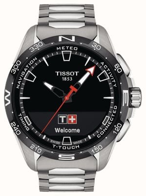 Tissot T-Touch Połącz czarną tarczę z tytanu słonecznego (47,5 mm) / tytanową bransoletę T1214204405100
