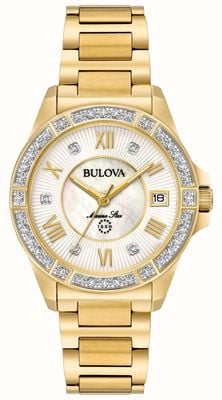 Bulova Womans Marine Star Diamond Gold Tone 98R235