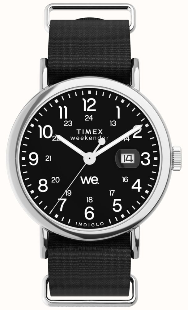 Timex Weekender INDIGLO 40mm Black Dial Recycled Black Fabric Strap TW2W86100