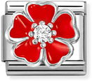 Nomination Classic - Red Enamel Flower Charm with Cubic Zirconia 330321/20