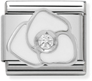Nomination Composable CL SIMBOLS Stainless Steel Enamel 1 Cub. Zirc And 925 Silver WHITE Rose 330305/06