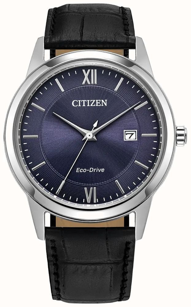 Citizen Herren Oko Antrieb blaues Zifferblatt schwarzes Lederarmband AW1780 09L