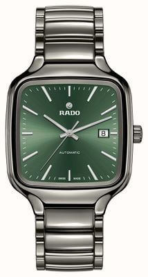RADO Echte vierkante automatische (38 mm) groene wijzerplaat / zwarte plasma high-tech keramische armband R27077312