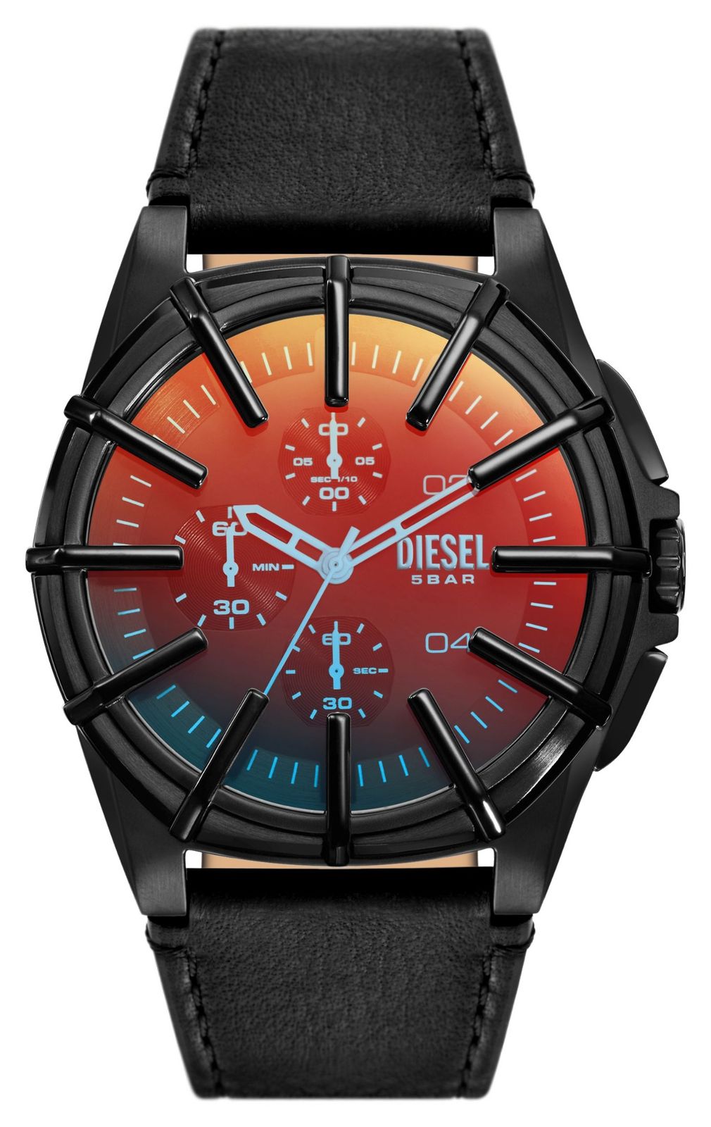 Diesel Cadran chronographe soleillÃ© noir pour homme avec montre