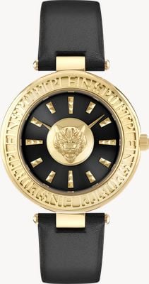 Plein Sport OPIUM (38mm) Black & Gold Dial / Black Leather Strap PSCEA0124