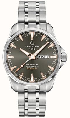 Certina Ds action powermatic 80 zwarte wijzerplaat / roestvrijstalen armband C0324301108101