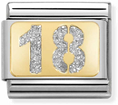 Nomination Classic GLITTER PLATES In Steel Enamel And 18ct Gold 18 SILVER Charm 030224/01
