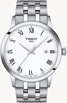 Tissot Классический кварцевый ремешок Classic Dream (42 мм), белый циферблат / браслет из нержавеющей стали T1294101101300