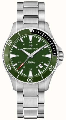 Hamilton Cáqui marinho mergulho automático (40 mm) mostrador verde / pulseira de aço inoxidável H82375161