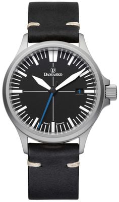 Damasko Ds30 azul três ponteiros automático (39 mm) mostrador preto / pulseira de couro preta vintage DS30 BLUE VINTAGE BLACK LEATHER