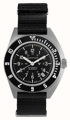 Marathon Ssnav-d 钢制航海家日期自动腕表（41 毫米）白色表盘/黑色尼龙 defstan 表带 WW194030SS-0103