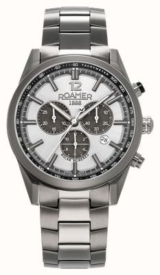 Roamer Helios Power Titanium Solar (43 mm), esfera plateada y pulsera de titanio 973981 44 15 20