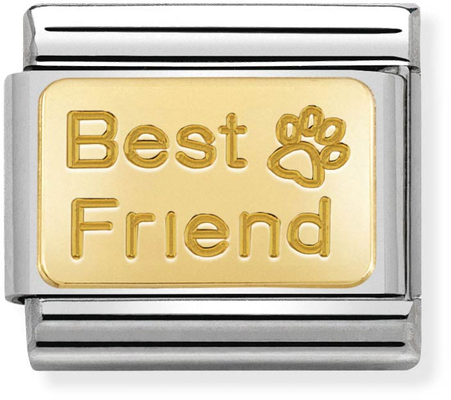 Nomination Classic Best Friend Footprint 18ct Gold & Steel Charm 030121/50