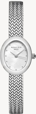 Rosefield Mini Oval (18mm) Mother-of-Pearl Dial / Stainless Steel Mesh Bracelet MWSMS-M05