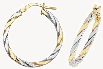 Treasure House 9k White and Yellow Gold Hoop Earrings 20 mm ER1041YW-20