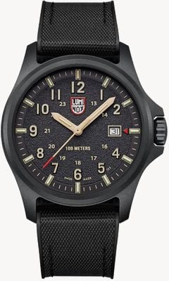 Luminox Zestaw Atacama Field 1970 (43 mm) z teksturowaną czarną tarczą / czarnym gumowym paskiem + piaskowym paskiem nato XL.1970.SET