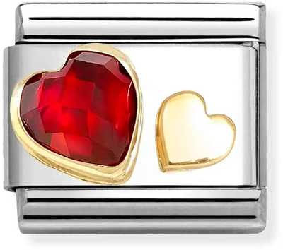 Nomination Classic Heart 18ct Gold & Steel Charm 030611/05