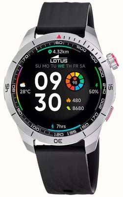 Lotus Smartime paso x 第二代 GPS 智能手表（48.5 毫米）数字显示屏 / 黑色橡胶表带 50208/1
