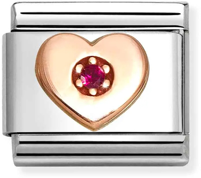 Nomination Symbols In Stainless Steel With 9k Rose Gold And CZ Red Heart Charm 430305/41