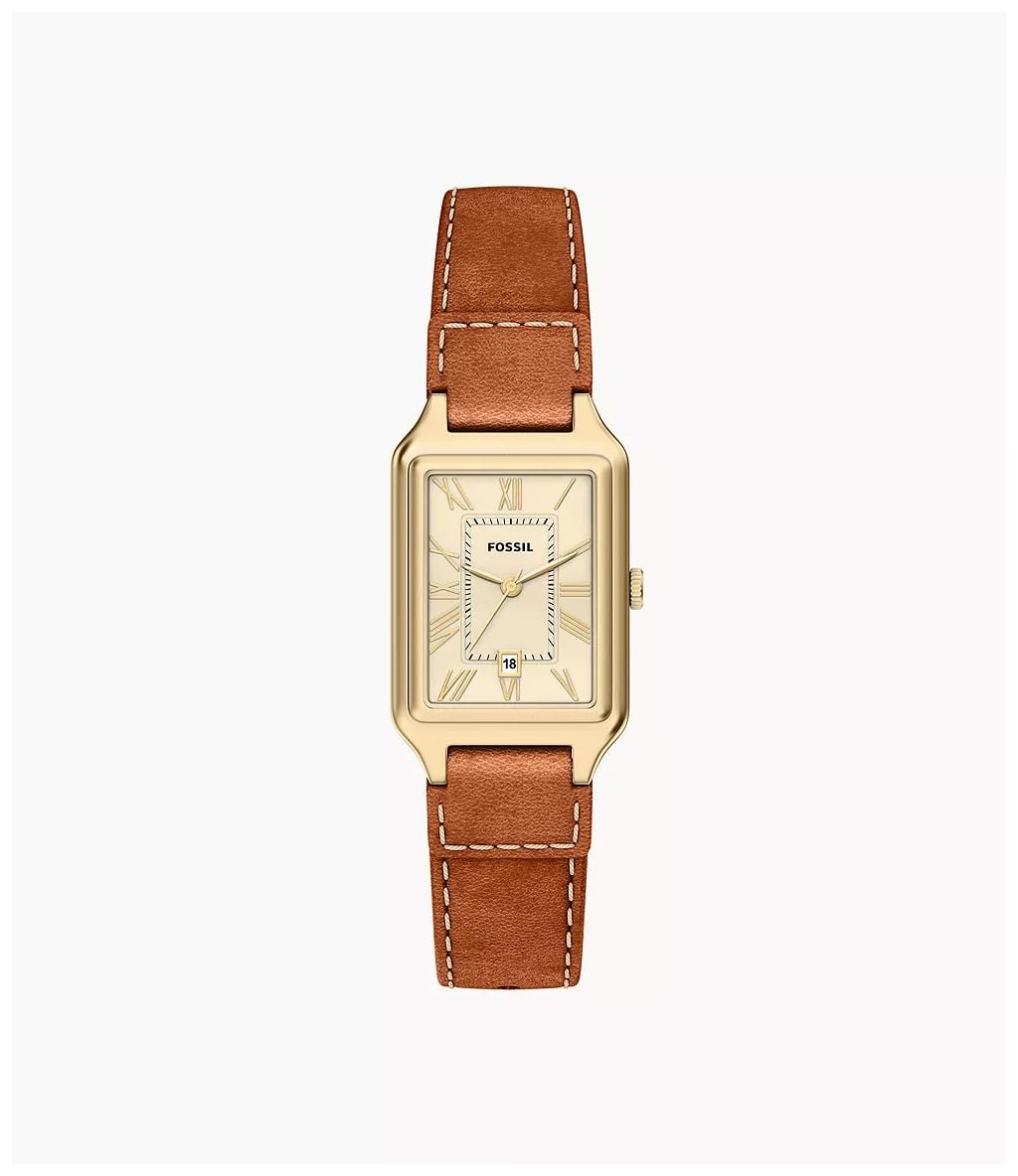 Fossil Raquel 23 mm trois aiguilles date cuir marron moyen montre