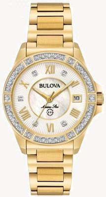 Bulova Womans marine étoile diamant doré 98R235