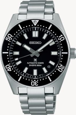 Seiko Reloj buzo Prospex 1965 revival (40mm) esfera negra / pulsera de acero inoxidable SPB453J1
