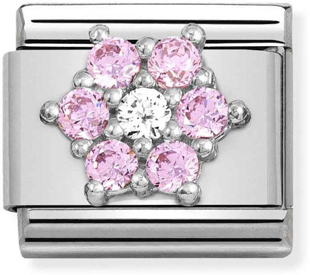 Nomination Composable CL SYMBOLS Steel Cz And Silver 925 RICH PINK And WHITE Flower 330322/03