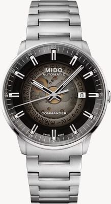 MIDO Orologio Commander sfumato automatico (40 mm) quadrante trasparente affumicato / bracciale in acciaio inossidabile M0214071141100