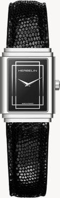 Herbelin Art Déco Empire Acier in pelle di vitello nera 17577AP04N