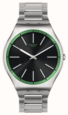 Swatch Esfera verde grafito negro/brazalete de acero inoxidable SS07S128G