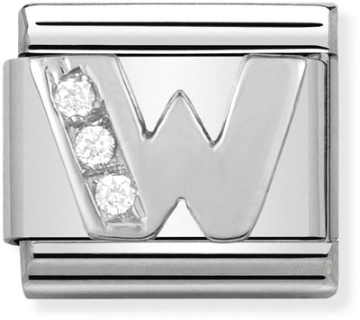 Nomination Classic Letter W Sterling Silver & Steel Cubic Zirconia Charm 330301/23