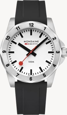 Mondaine Numeri Quartz (42mm) White Dial / Black Silicone Strap MSN.4211B.RB