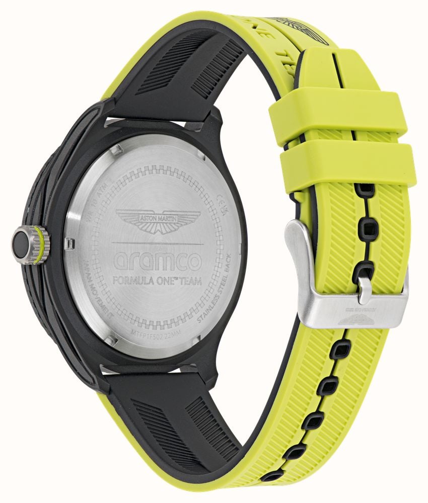 Aston Martin Aramco Formula One™ Team PIT W Quartz Multifunction (46mm) Black Dial / Yellow Silicone Strap MTFP1F502 - alternative Ansicht 4