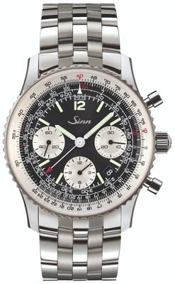 Sinn 903 ST II, ​​der Navigationschronograph (41 mm), schwarzes Zifferblatt mit Sonnenschliff, feines Edelstahlarmband 903.090-BRACELET