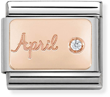 Nomination Classic April Birthstone Diamond 9ct Rose Gold & Steel Charm 430508/04