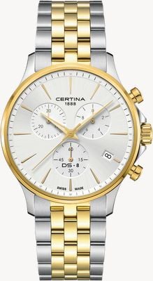 Certina Men's DS-8 Chrono (41mm) Silver Dial / Two-Tone Stainless Steel Bracelet C0454172203100