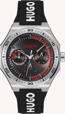 HUGO #grail sport multifonction (44 mm) cadran noir / bracelet en silicone noir 1530397