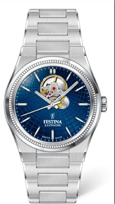 Festina Swiss Made Rivé Open Heart Automatic (40mm) Blue Dial / Stainless Steel Bracelet F20053/2