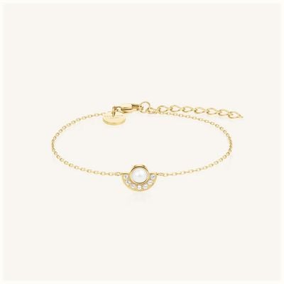 Rosefield Jewellery Modern Pearl Circle Gold Bracelet JBPCG-J1295