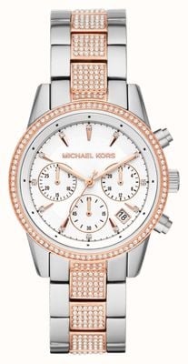Michael Kors Reloj ritz de dos tonos con cristal para mujer. MK6651