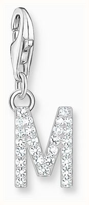 Thomas Sabo Charm Pendant Letter M With White Stones Sterling Silver 1941-051-14