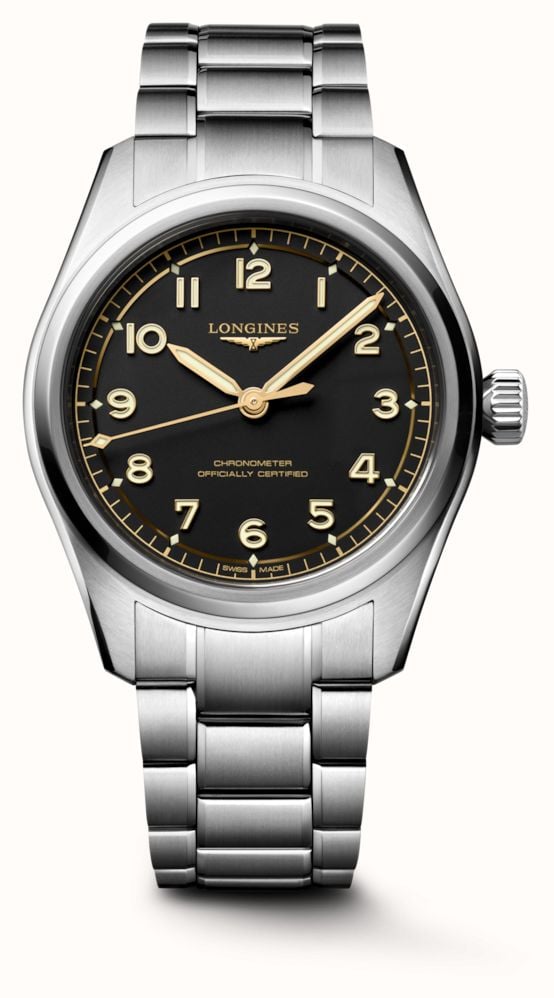 LONGINES Spirit Pilot (39 Mm) Quadrante Nero Bracciale In