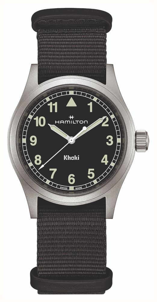 Hamilton Khaki Field Quartz 38mm Black Dial Black Textile Strap H69401430 First Class Watches IRL