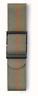 Elliot Brown Grijsgroene herenband van 22 mm met alleen een oranje gestreepte band met standaardlengte STR-N09