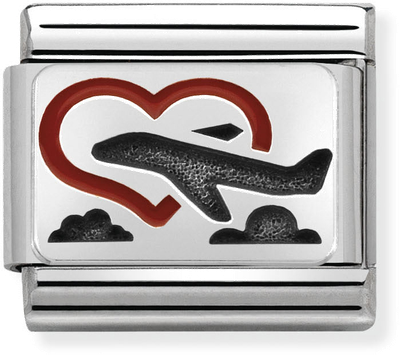 Nomination Classic Heart Oxidised Sterling Silver & Steel Enamel Charm 330208/02