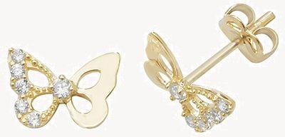 9ct Yellow Gold Cubic Zirconia Butterfly Stud Earrings ES444