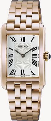 Seiko Klassisches Quarzwerk (22,2mm) weißes Zifferblatt / Roségold-PVD Edelstahlarmband HGG002P1