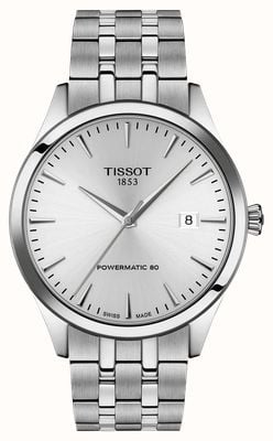 Tissot Classic Dream Powermatic 80 (40 mm) silbernes Zifferblatt / Edelstahlarmband T1584071103100