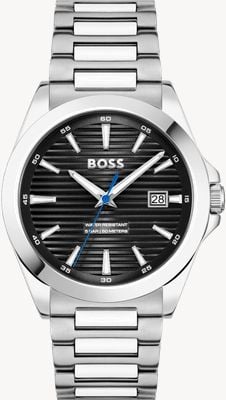 BOSS Herren-Armbanduhr Strike (41 mm) mit schwarzem Zifferblatt und Edelstahlarmband 1514170